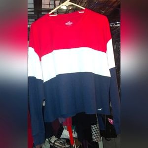 Hollister Red/White/Blue Boyfriend L/S Tee